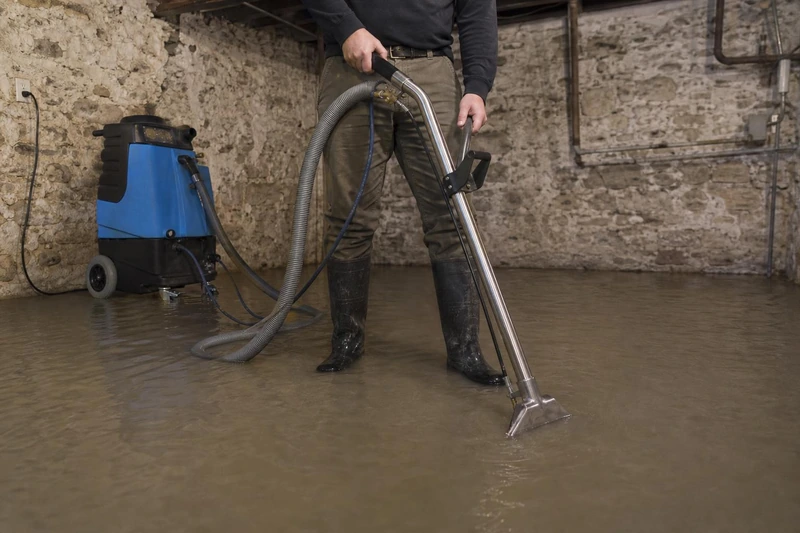 Overlapping wand passes clearing standing water from soaked carpet in a Salt Lake City home, cut pad strips stacked by the door