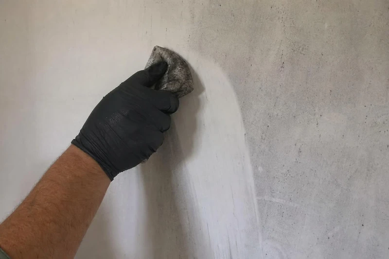 Dry sponge lifting soot off an intact painted wall in a Salt Lake City home, a clean stripe showing where it passed